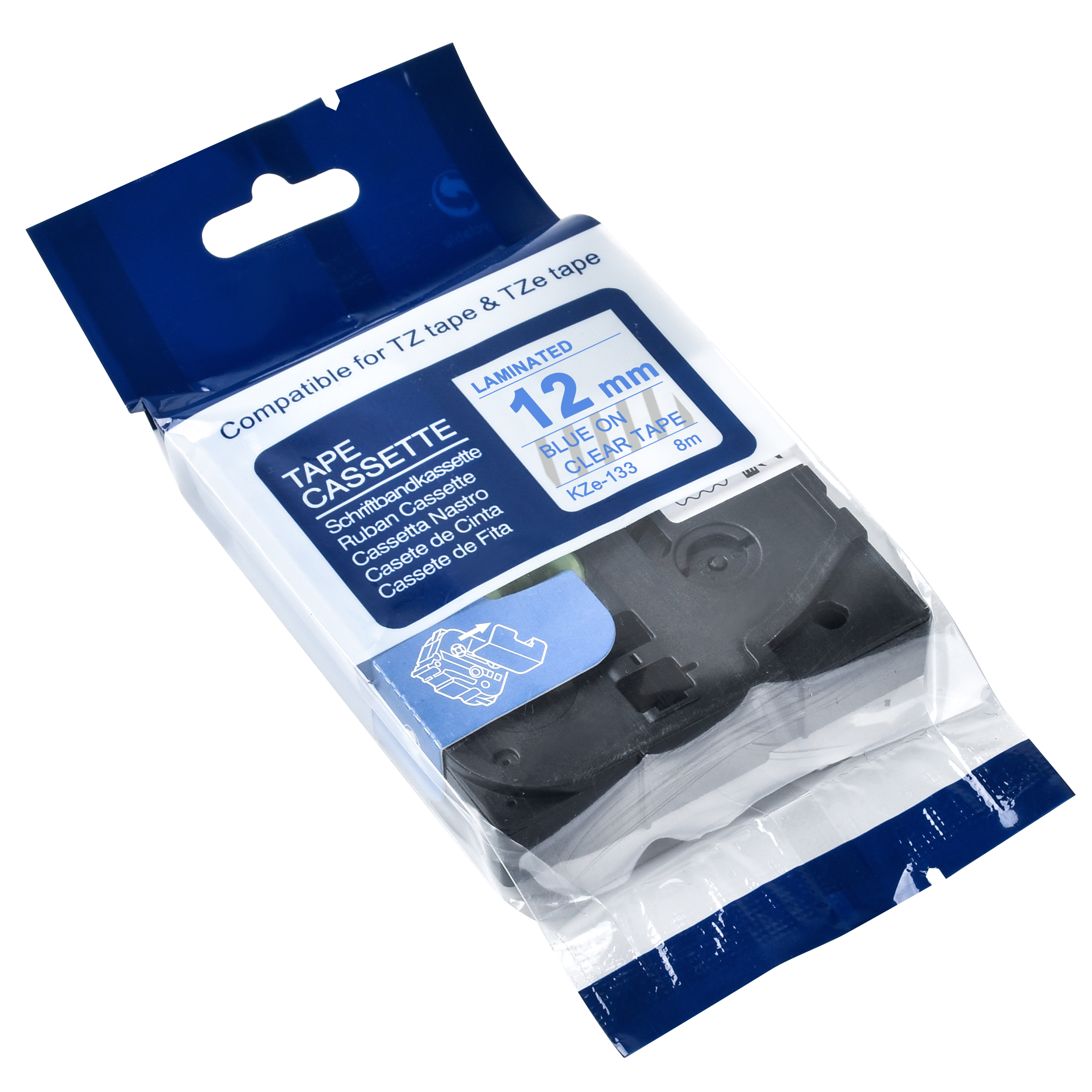 CIDY compatible tze-133 tze 133 tze133 tz 133 Tz133 bleu sur clair 12mm * 8m bande d'étiquettes stratifiées pour imprimante d'étiquettes brother