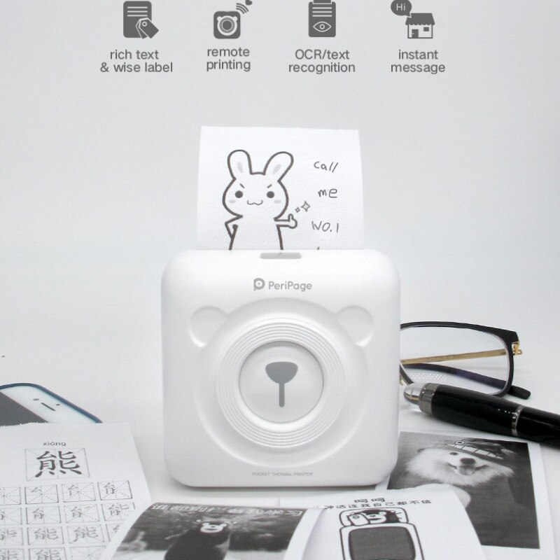 PeriPage Portable Thermal Bluetooth Printer Mini Photo Pictures Printer For Mobile Android IOS Phone USB Pocket Machine