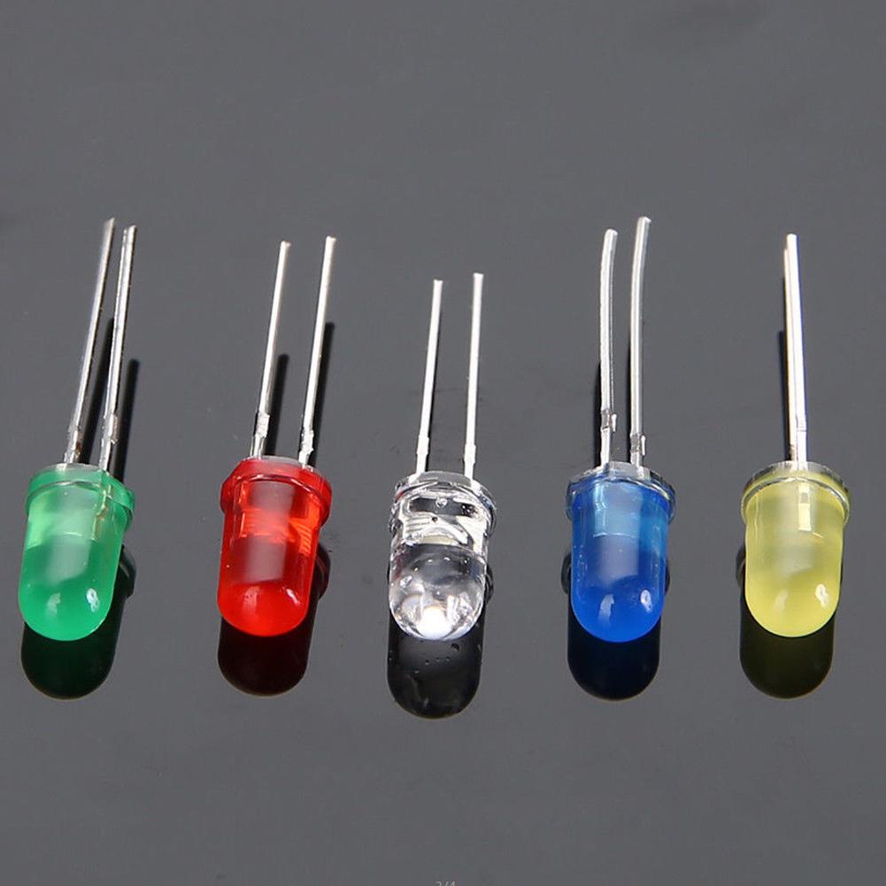 500Pcs/box 5mm LED Light White/Yellow/Red/Blue/Green Assortment Diodes Kit DIY Box Packing