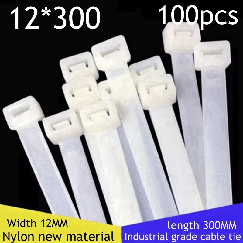 100 pçs/lote 12 MM de largura cable tie Nylon cable tie 12*300 fita de fixação de plástico