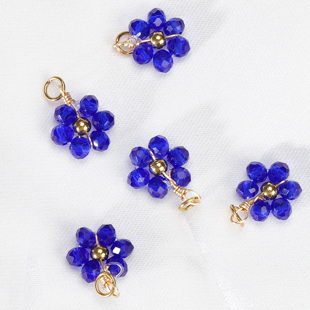 20 piezas de cuentas de perlas de imitación de flores de acero inoxidable, colgantes para fabricación de joyería, accesorios para pulseras y collares hechos a mano DIY: Color oro puro