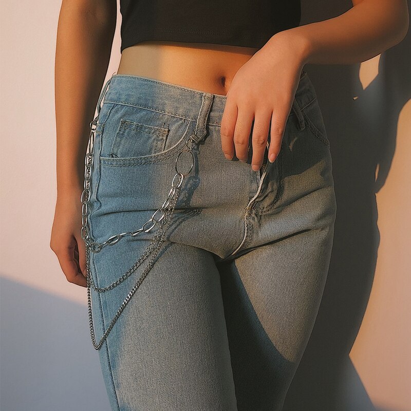 Guldkæde bælte til bukser taljebælter kvinder hip hop sølv metal kæder til bukser kvinde ketting riem ceinture femme