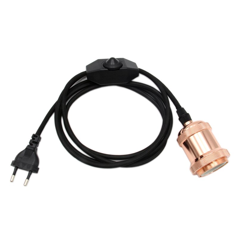 220 V AC cordon d'alimentation EU prise variateur interrupteur avec E27 rétro support de lampe ampoule vis prise 2 m cordon: 4