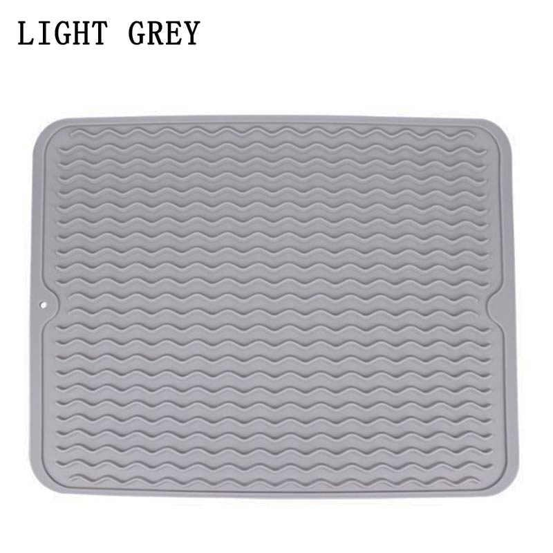 Large Multifuctional Silicone Drying Mats Heat Insulation Pot Holder Protector Dish Cups Draining Pad Table Rug Placemat Tray: 50x40cm lightgrey