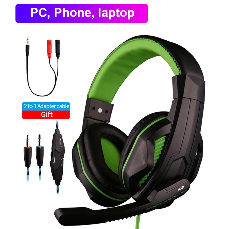 Ps4 gaming headsets, bekabelde headset, led-licht, gamer stereo headset, computerheadset voor  ps4 ps3 xbox heren