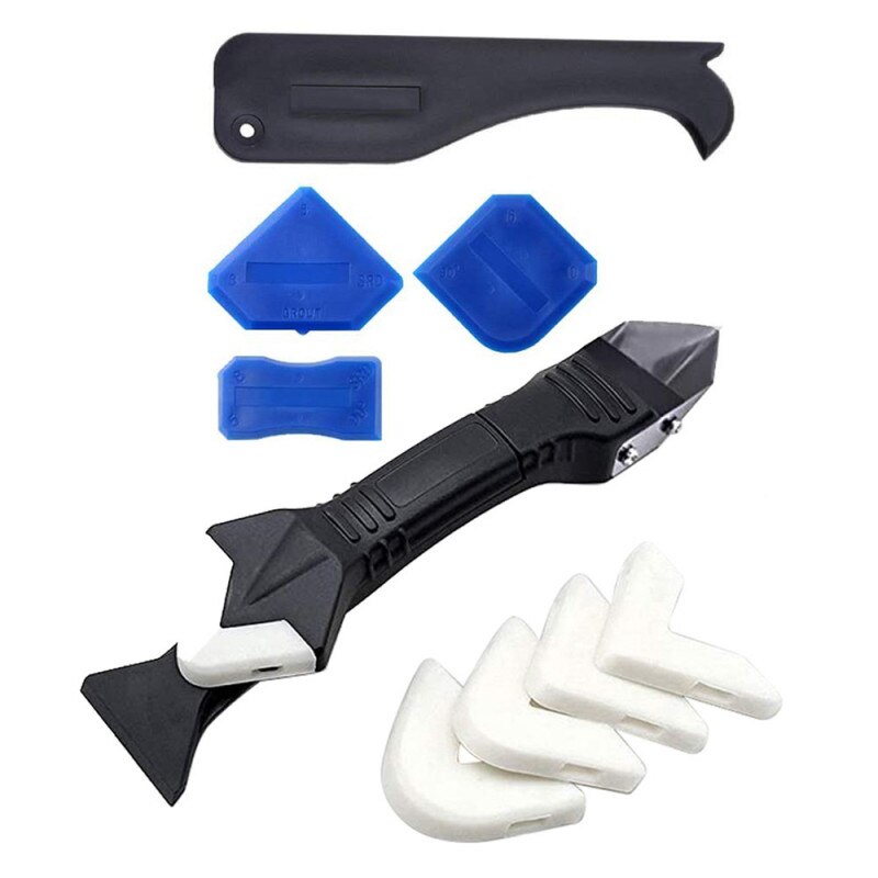 Ensemble d'outils pour le calfeutrage 3 en 1 finition d'étanchéité Silicone, outil fait main grattoir à coulis ensemble de raclette: K-9pcs