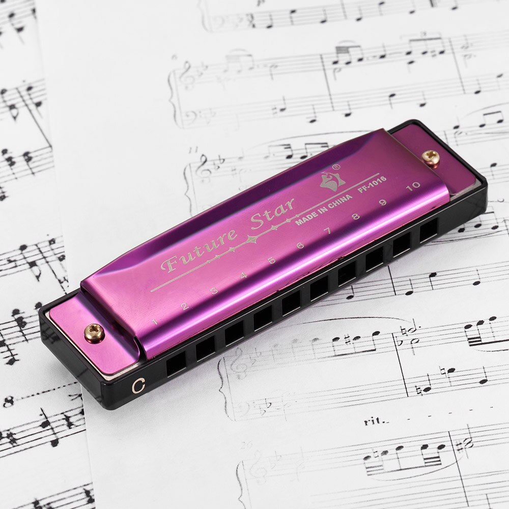 Key of c diatonisk mundharmonika mundorgan med abs siv spejl overflade 10 huller mundharmonika musikinstrument 4 farver