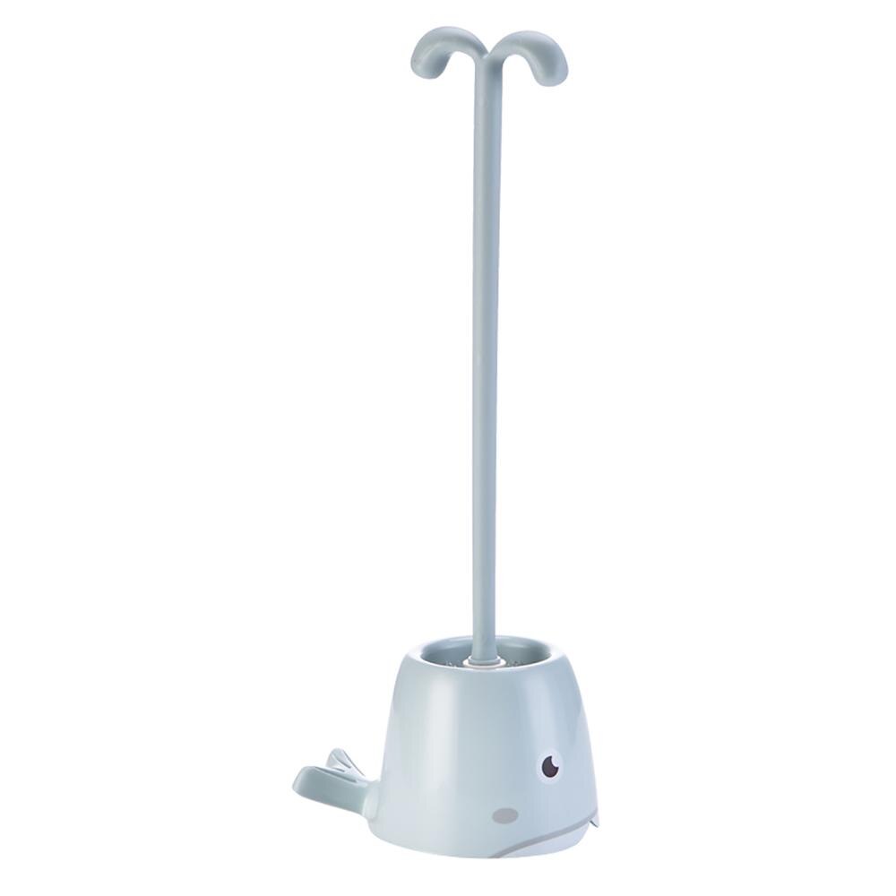 Leuke Cartoon Wc Borstel Set Wc Borstel Met Houder Walvis Vorm Scrubber Hotel Thuis Cleaning Tools: Blauw
