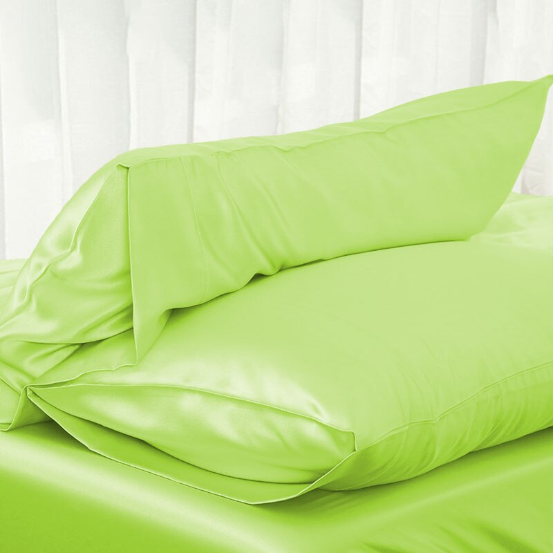 Simple satin silk solid color bedding pillowcase Single side Silk Pillow case best for Children/adult: Green