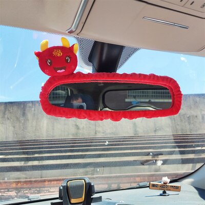 Rétroviseur de voiture en forme de grand cochon rouge, couverture de miroir de dessin animé, décoration de dame: B