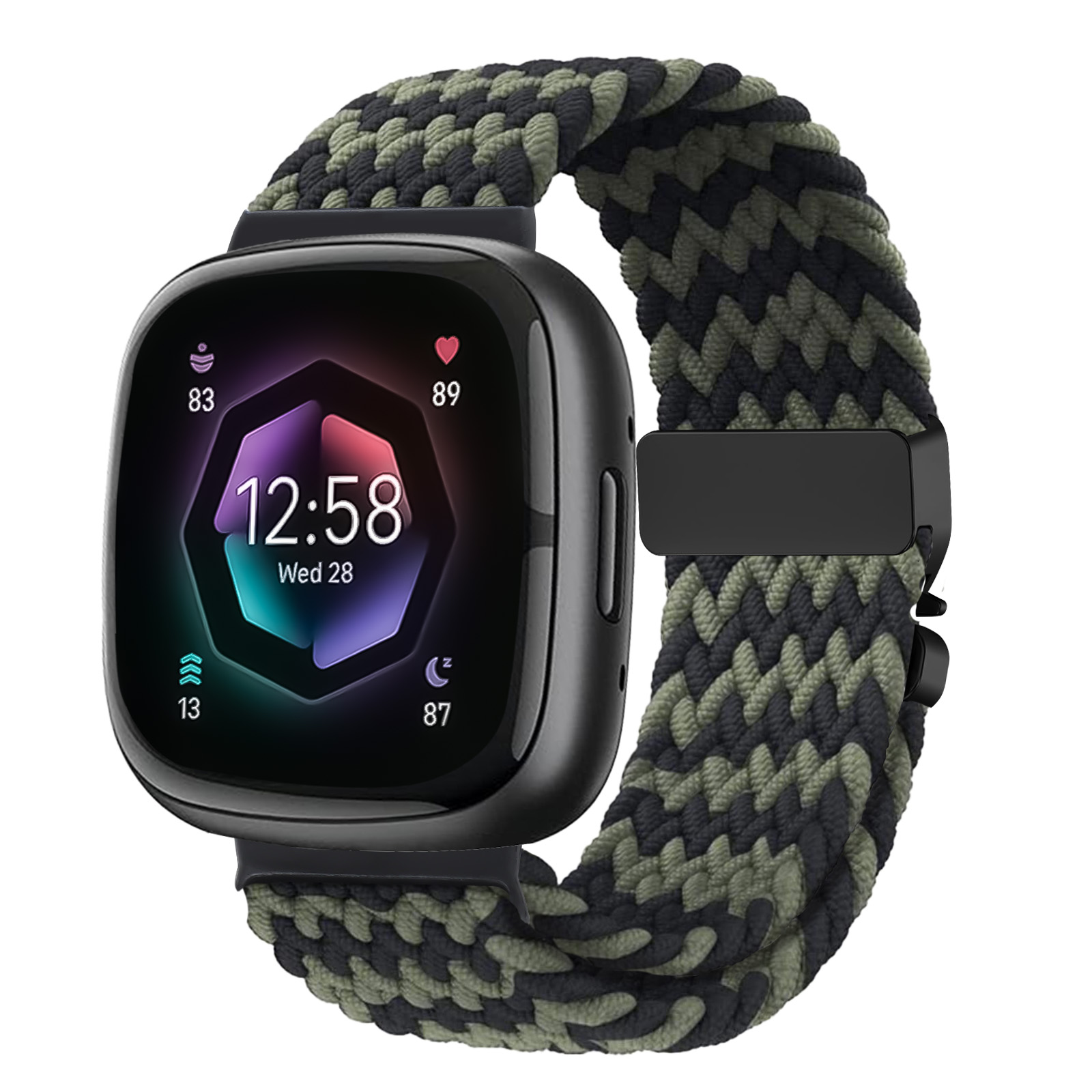 Parachute Braided Strap for Fitbit Versa 4 3 Sense 2 band Accessories replacment nylon correa Bracelet for Fitbit Versa 4 Strap: Silver / 14mm