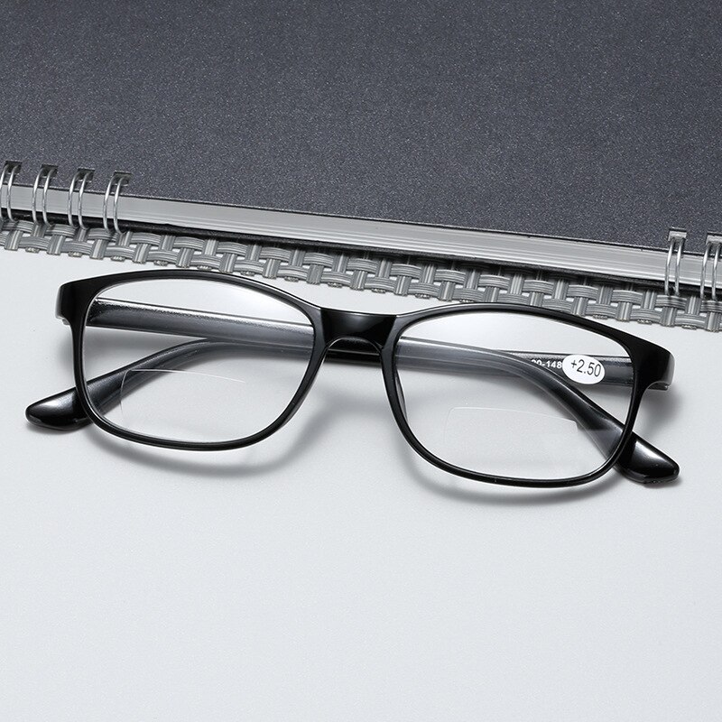 Seemfly-gafas de lectura para hombres y mujeres, lentes bifocales ultralivianas con marco negro transparente, para presbicia, dioptrías + 1,0 + 2,5 + 4,0