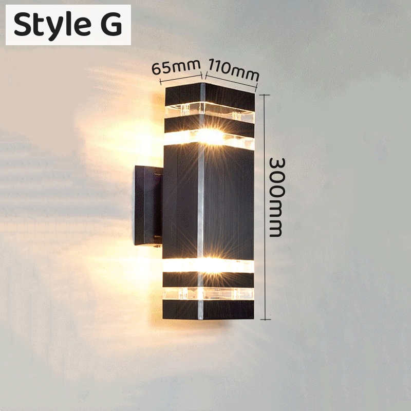 E27 utomhusvägglampor med led-belysning 15w/25w vattentäta  ip65 aluminiumlampetter för trädgård, innergård, heminredning, väggmonterad gatubelysning: Blå / 0-5w