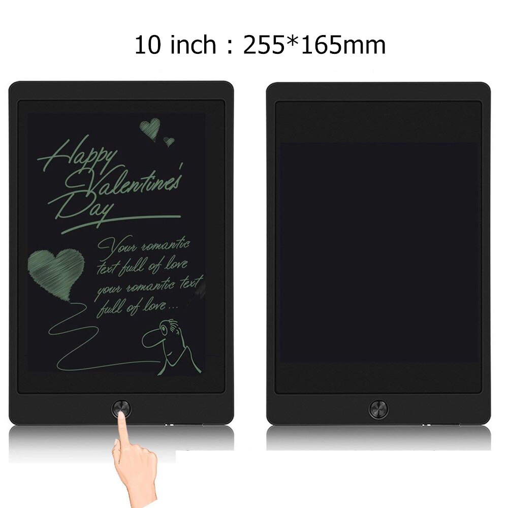 LCD Writing 8.5 10'' Portable Smart Tablet Electronic Notepad Drawing Graphics Tablet Board with Stylus Pen with Button Battery: 10 inch Black