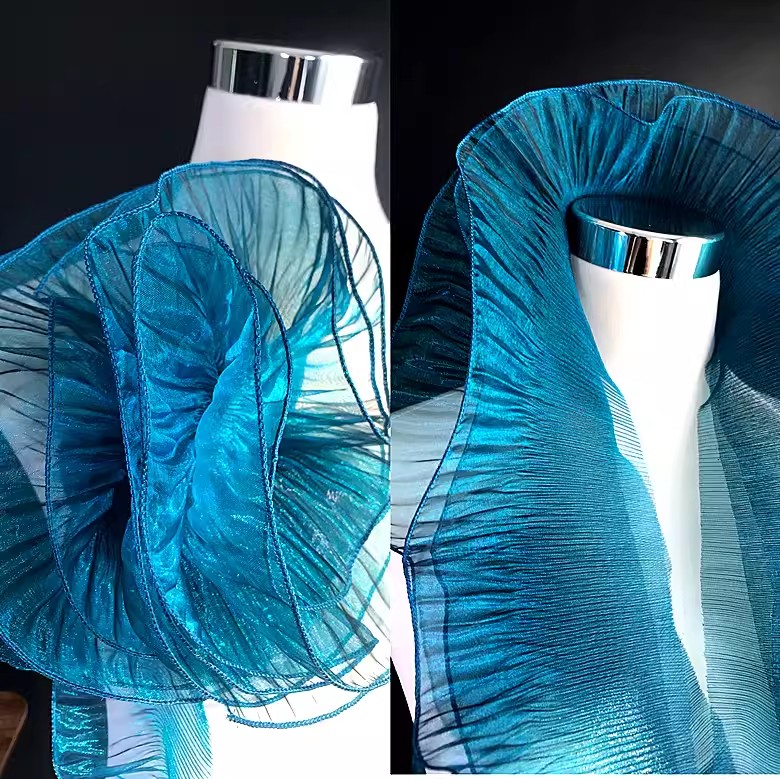 2 Meter Plissee Rüschen Organza Farbverlauf Spitzenbesatz 13 cm breit DIY Kleidung Spleißen Dekor Band Hochzeitskleid NäHenne Stoff