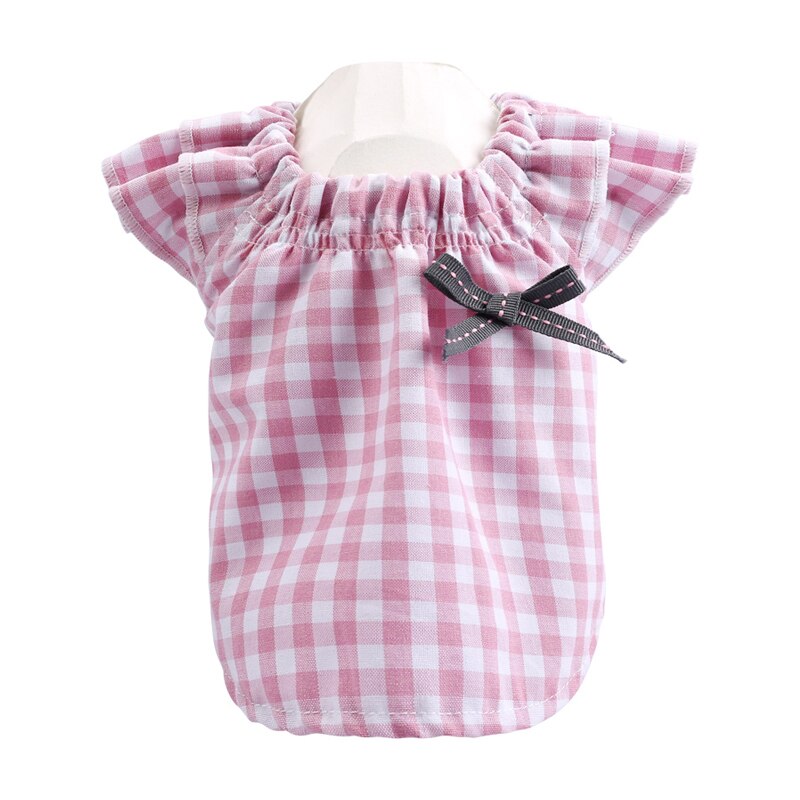 Plaid chien printemps été vêtements coton bébé chemise nœud papillon doux dame chien chat vêtements pour petits chiens Yorkshire carlin chiot vêtements: Pink Plaid / M