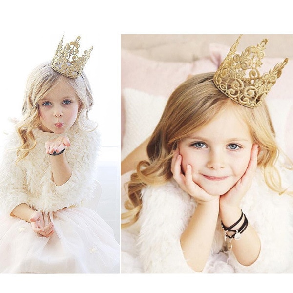 2020New Children's Hair Ornaments Golden Crown Hair Hoop Girl Full Moon Photo Props Parent-child Wedding Birthday Hair Clip