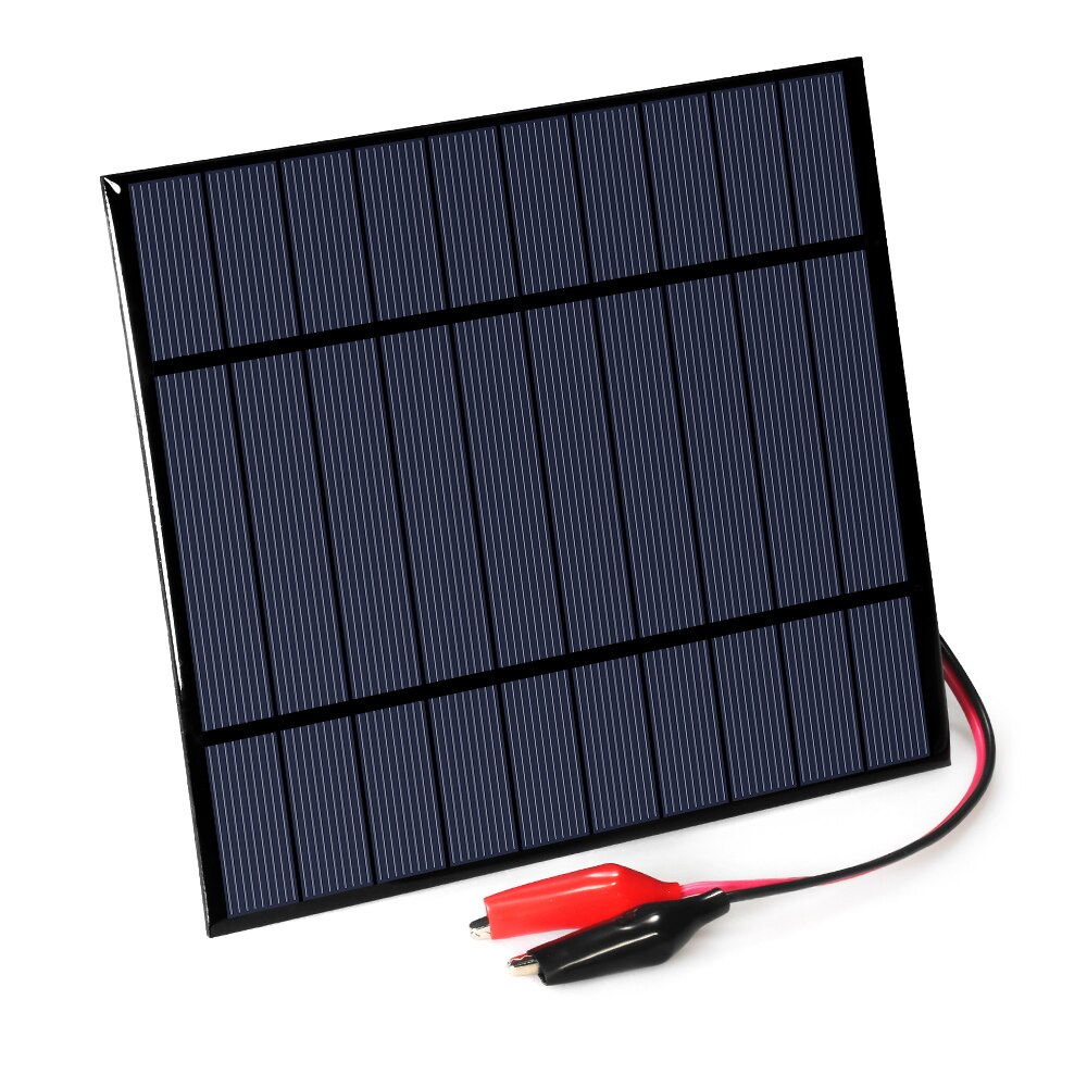 Portable Polycrystalline Silicon Solar Panel Outdoor Solar Charger Panel with Alligator Clips Solar Cell for DIY Power Charger