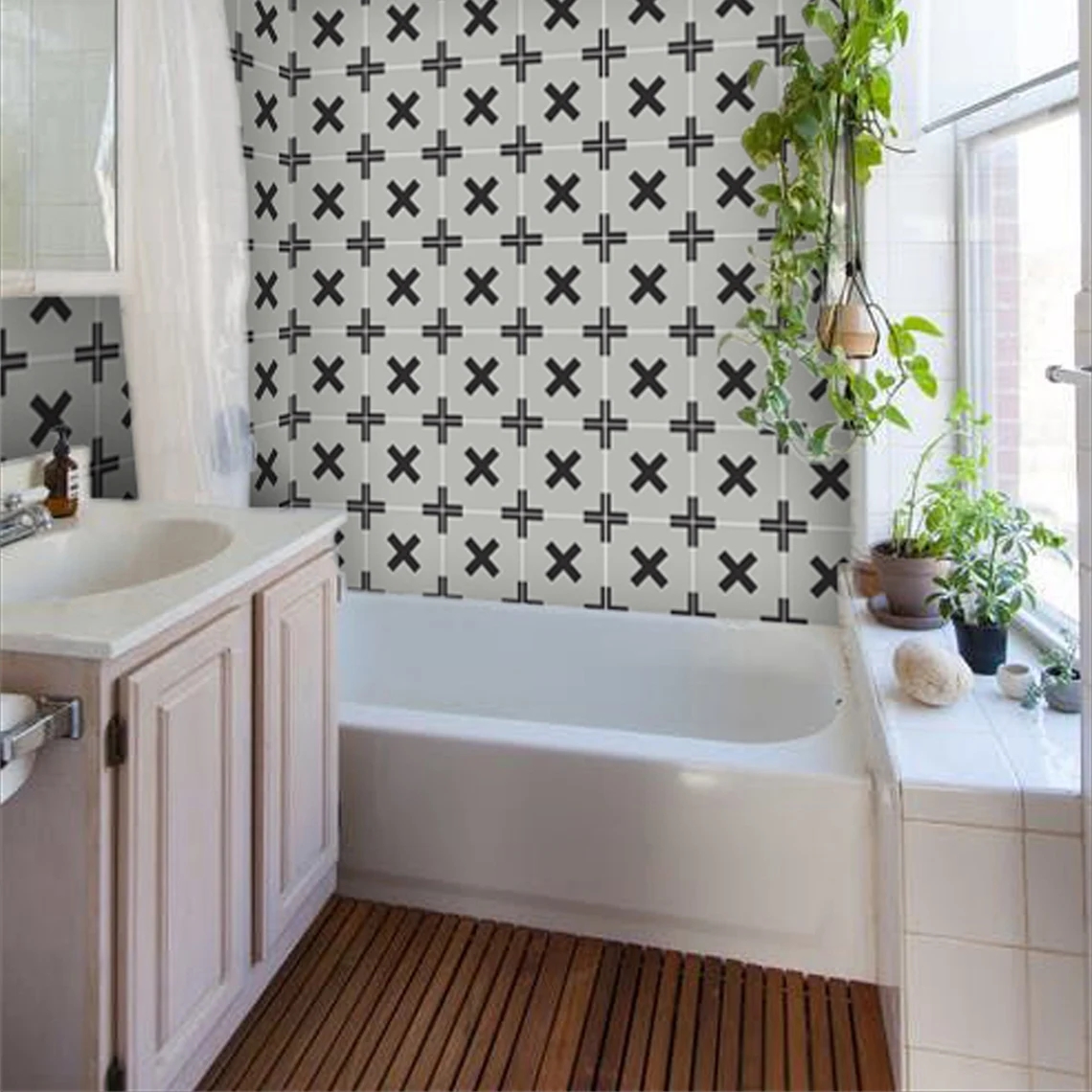 Self-adhesive Tile stickers Tiles for Kitchen Bathroom Back splash - Floor decals Wall Paper Waterproof Peel &amp; Stick 10pcs