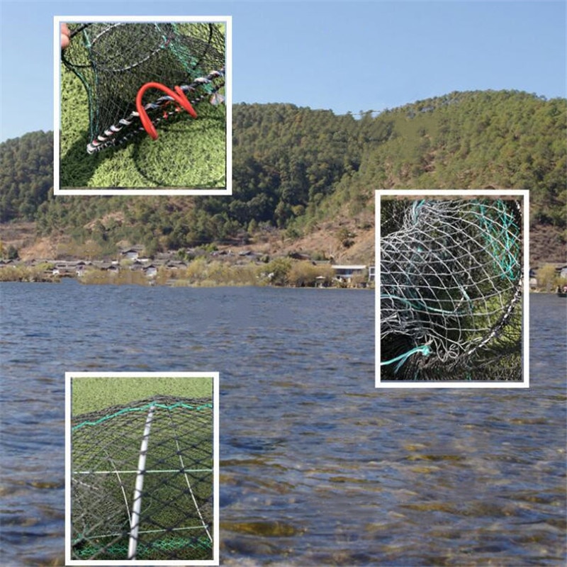 Trampa plegable de pesca de 4 tamaños, red para mantener el cangrejo, langosta, trampa para olla, Red de Anguila, gambas, cebo vivo