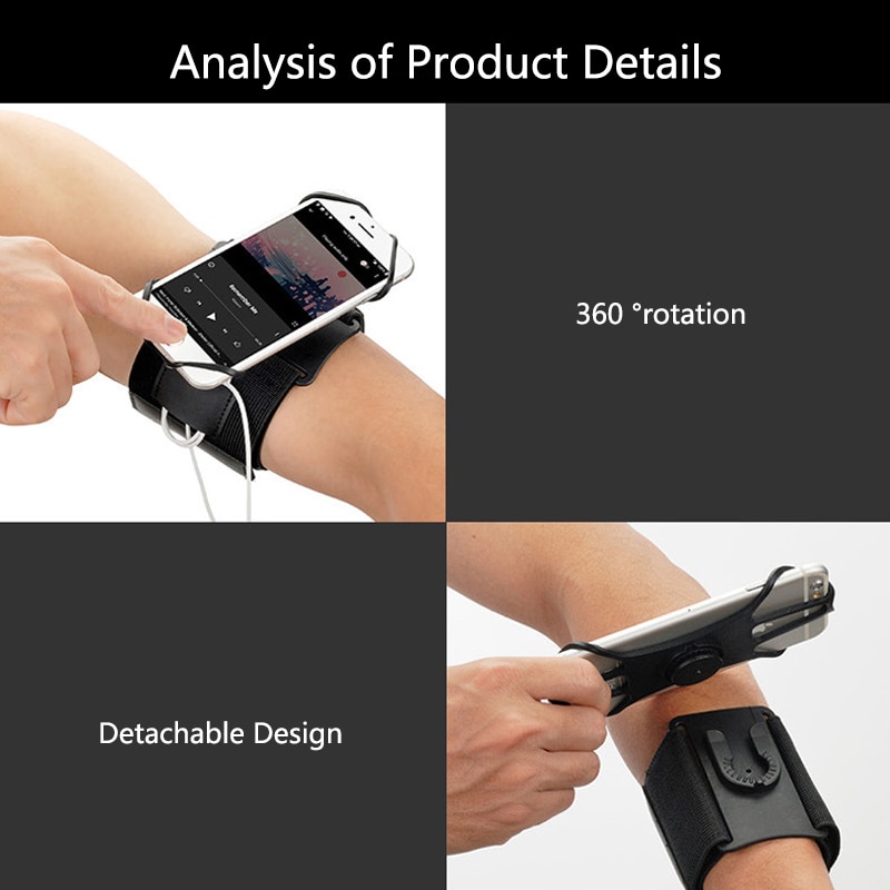 360 Degree Rotating Arm / Wrist Strap Universal Outdoor Sports Phone Holder Armband Case for Samsung iPhone