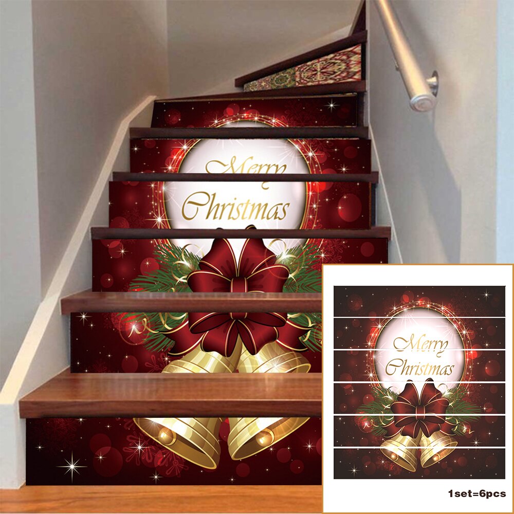 Kerst Decoratieve Voor Thuis Kerst Pvc Waterdichte Trap Riser Foto Stairway Muurschildering Sticker Zelfklevende Muurschildering Trap Sticker