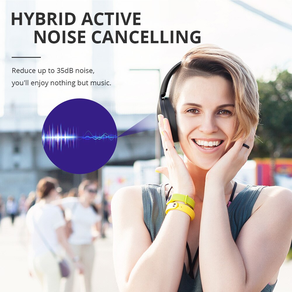 Tronsmart Apollo Q10 Active Noise Cancelling Headphones Bluetooth 5.0 Headset Wireless with100-hour Playtime, Touch/App Control