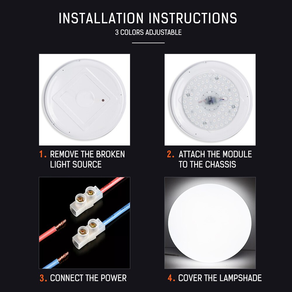 Celling Lamp Lighting Source AC220V 24W 36W White&amp;Warm White&amp;Bi-color Changeable LED Panel Light Board Replace Ceiling Lamp