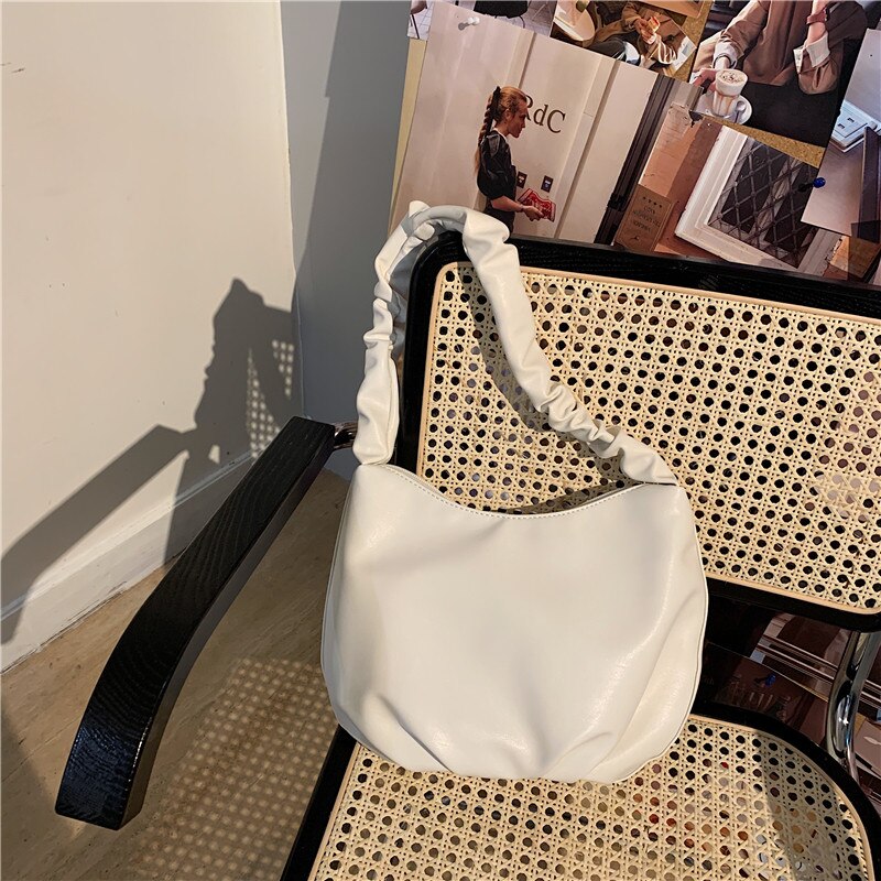 Korean Women handbags Large Capacity Soft PU Leather Totes ladies Hand bag Folds Hobos shoulder bags bolsa feminina