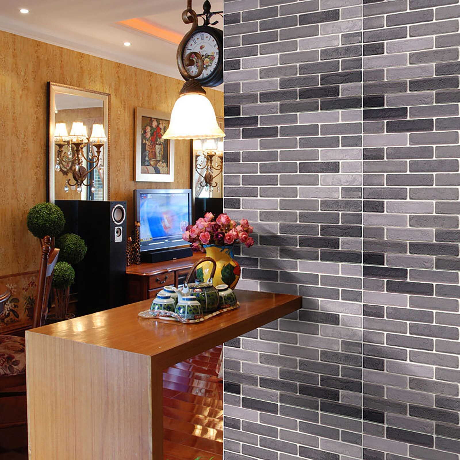 Pe Foam 3d Diy Wall Decor Embossed Brick Stone Color Tile Splicing Wall Stickers Wallpaper Decor Living Room Diy Background