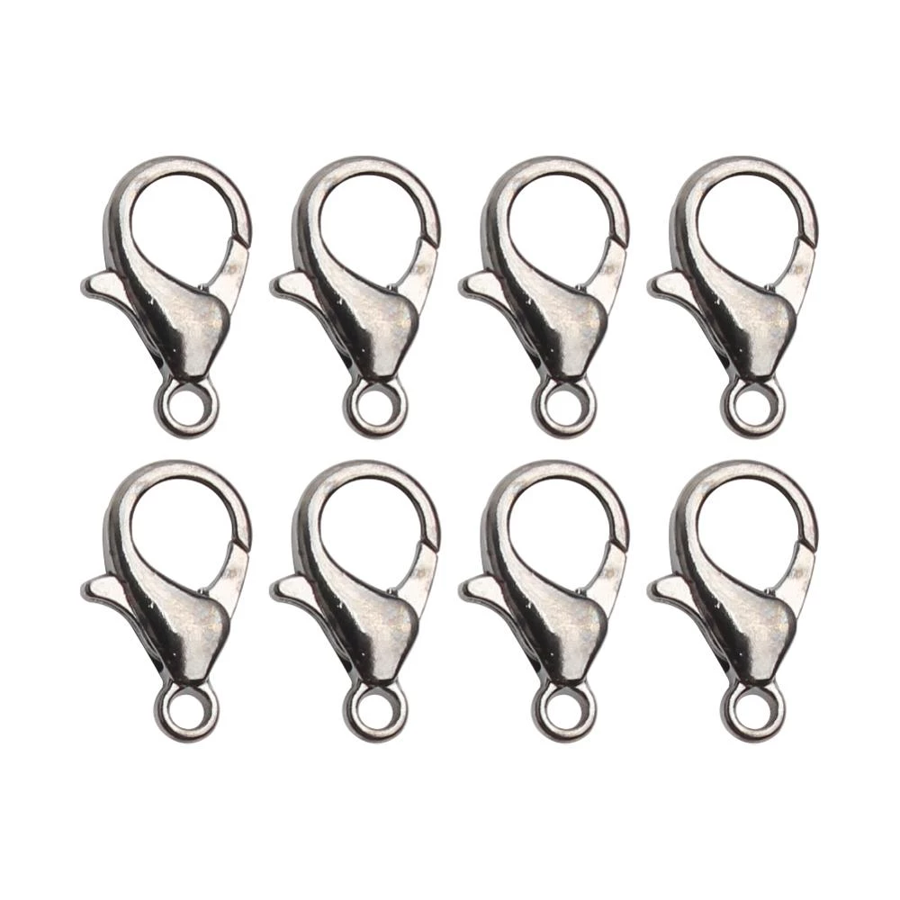 Ganchos de broche de langosta de aleación, accesorios de joyería para hacer joyería DIY, collar, pulsera, cadena de 10 12 14mm, Color dorado y plateado, 50 unids/lote