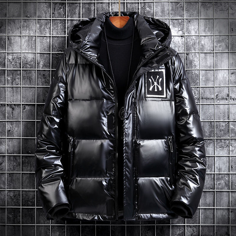 YHWW Doudoune Homme Brillante Courte à Capuche – Épaisse Et Chaude 85% Duvet Canard, Respirante, Coupe Vent, Idéale Hiver (Boue, XL)