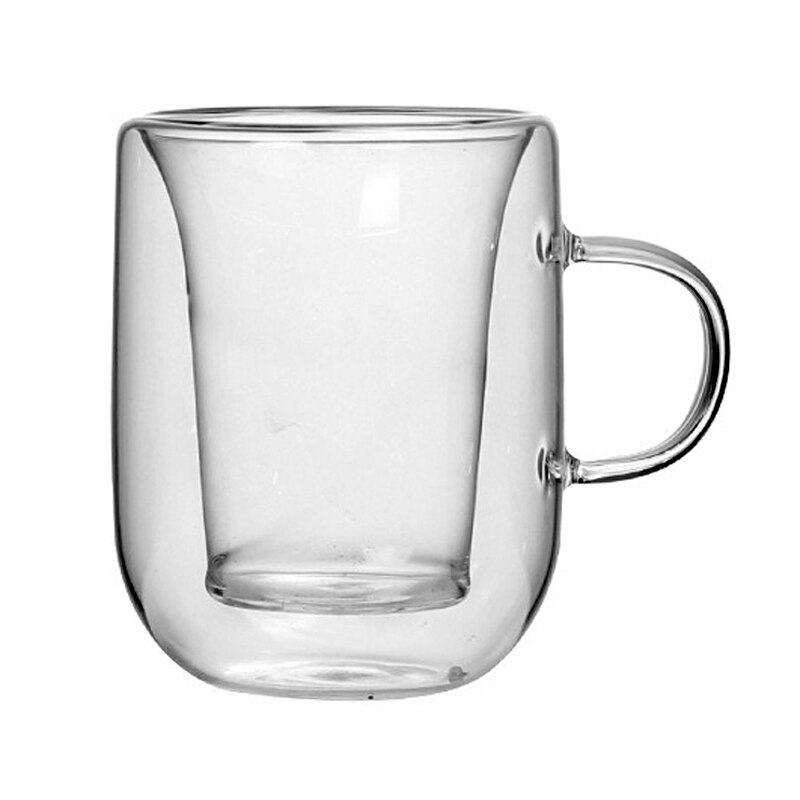 180ml kaffekrus glas kaffekop gennemsigtigt glas med håndtag dobbeltlags glas isoleret tekop: Default Title
