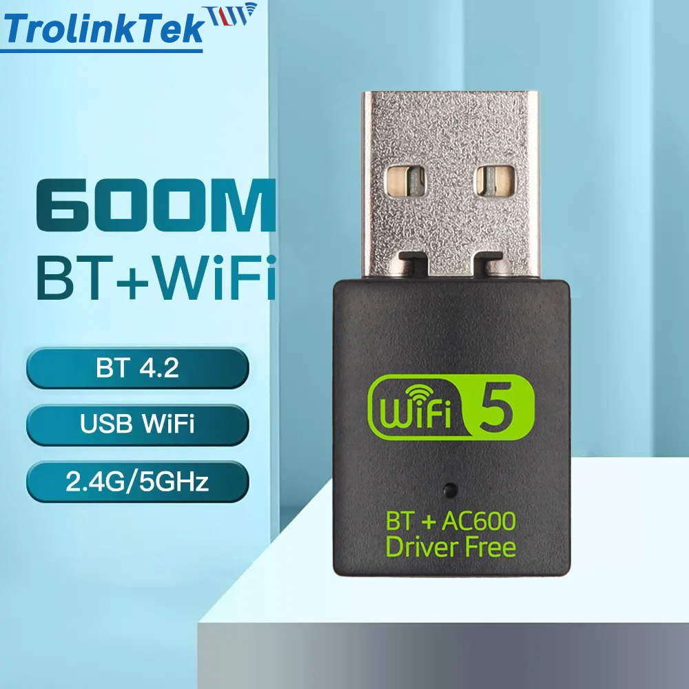 Adattatore wireless usb 600 mbps wifi 5 scheda di  ac600 dual band 2.4g/5 ghz bluetooth 4.2 per windows 7/8/10/11 driver gratuito