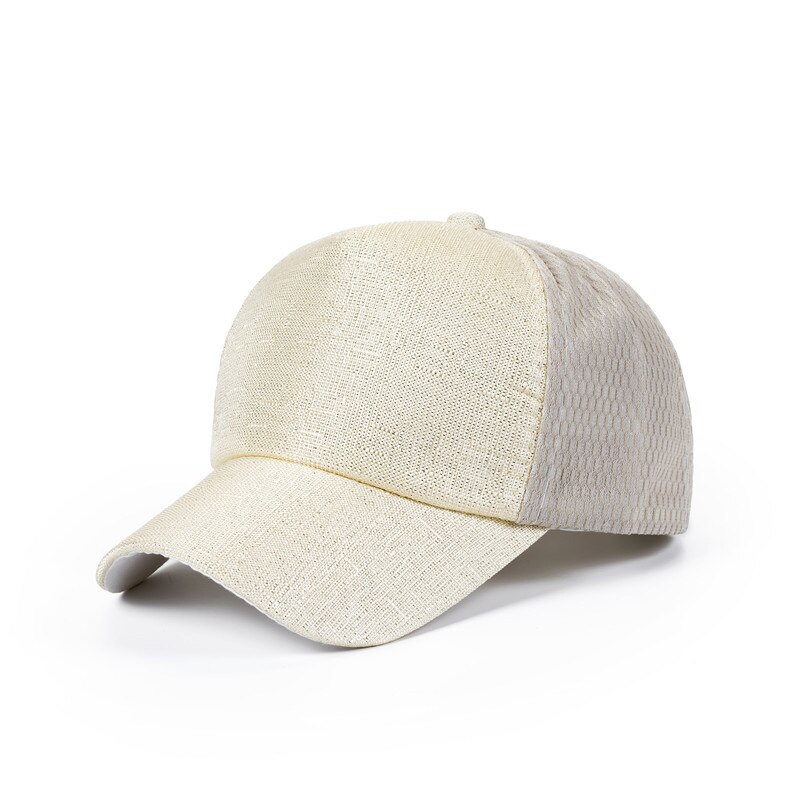 Glänsande barn baseball keps sommar utomhus andas mesh flickor pojkar solhatt enfärgade barn justerbara kepsar 3-8y: Beige