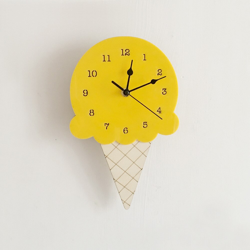 Novelty Cartoon Ice Cream Wall Clocks 3D DIY Wall Stickers for Kids Room Home Decor Children Relogio De Parede