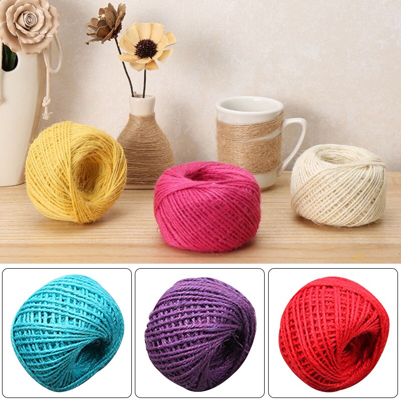 Kleurrijke Jute Twine Linnen Touw String Verpakking Wikkelen Lint 50M Arts Ambachten Diy Geschenkdoos String Cord Wedding Tags decor