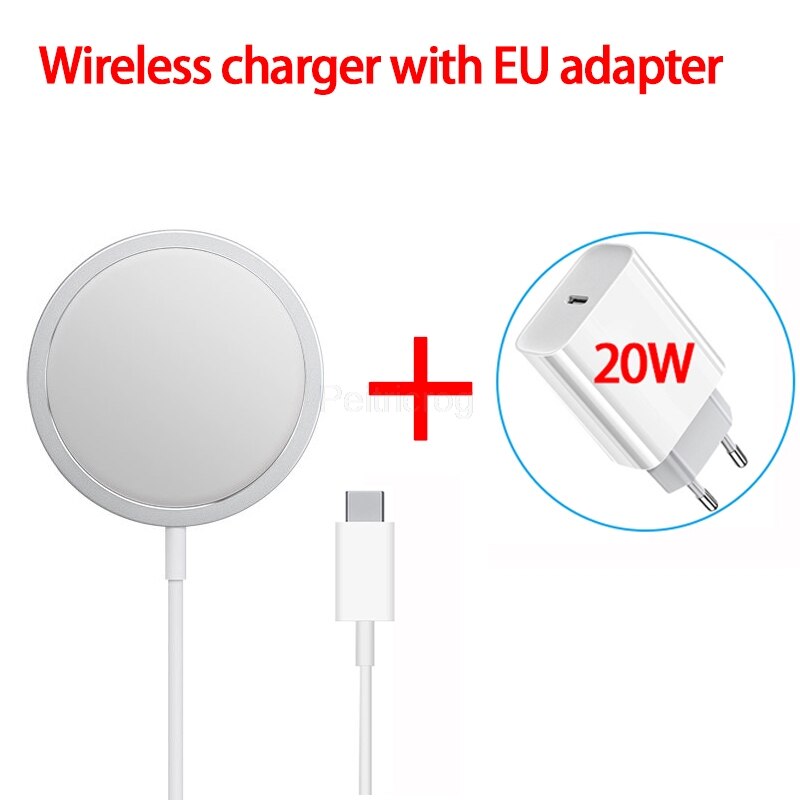 Magnetische 15W Drahtlose Ladegerät Für iPhone 12 Profi Max Mini Magsafe Schnelle Ladung Dock Schnell 20W EU UNS UK Stecker PD Drahtlose Ladegerät: Wireles mit EU Stecker