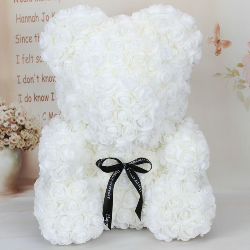 Decoración de oso de flores para boda, flores hechas a mano, adornos artificiales a la , muñecas, canasta para flores boda: W