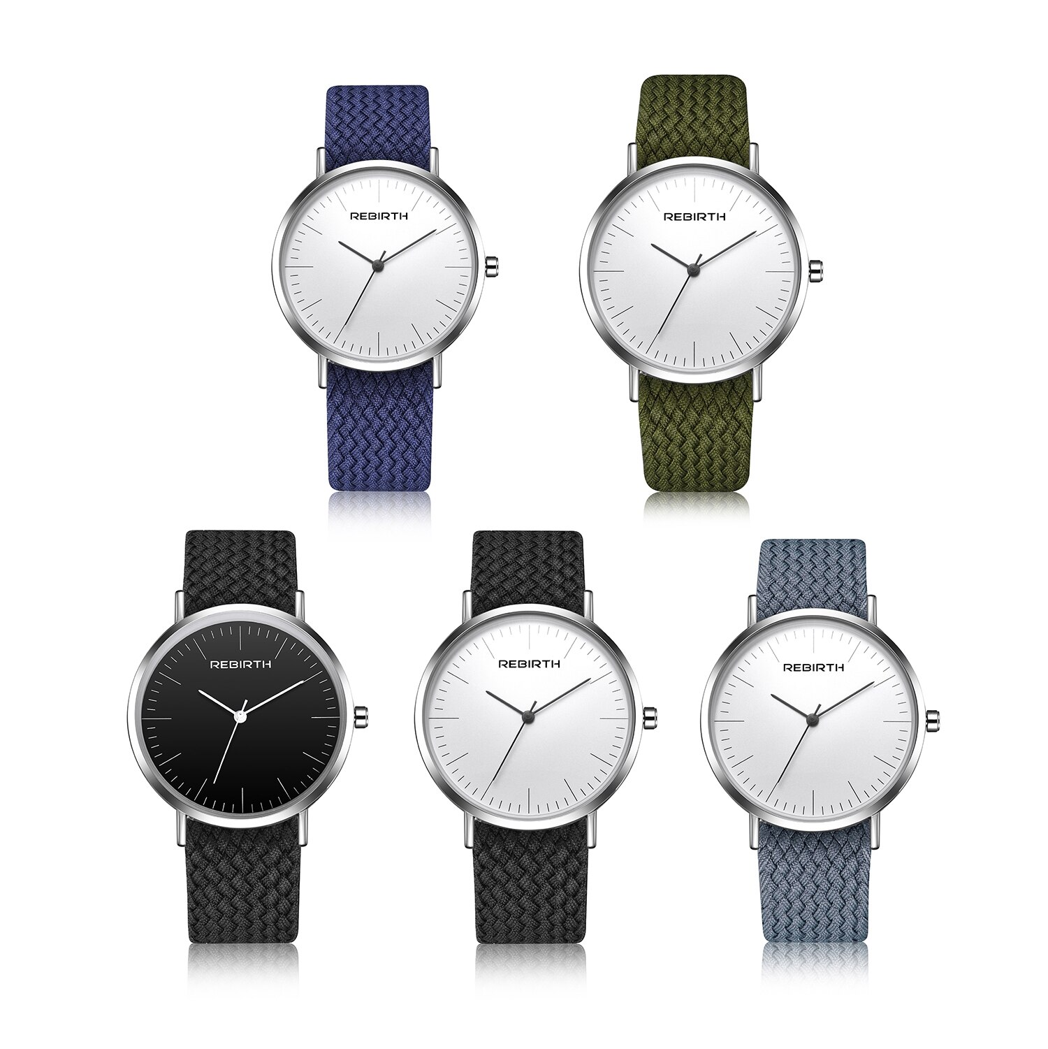nuevos relojes de REBIRTH para mujer, hombres, superior, relojes de pulsera Unisex de Nylon, relojes deportivos de cuarzo, reloj masculino