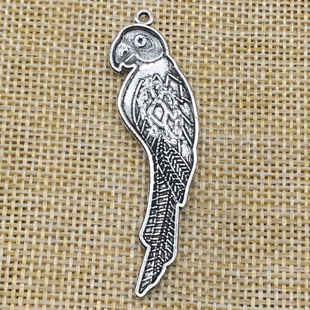 20Pcs Parrot Charms 15mm x 60mm Antique Silver Color DIY Jewelry Making Pendant Handmade Crafts