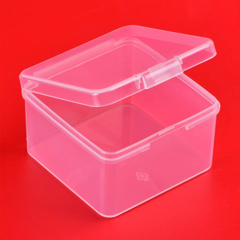 2.56x2.56x1.5in Plastic Box Clear Storage Containers Box Square Storage Containers Box w/ Hinged Lid for Small Items