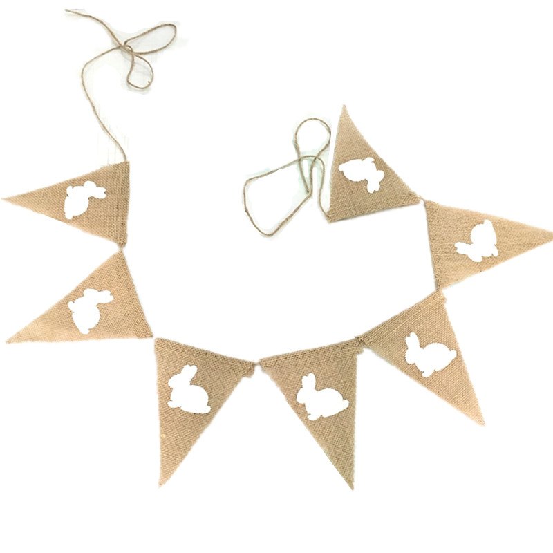 2.2m vintage jute hessian konijnen wimpelslingers slingers paasfeestdecoratie  aa8081