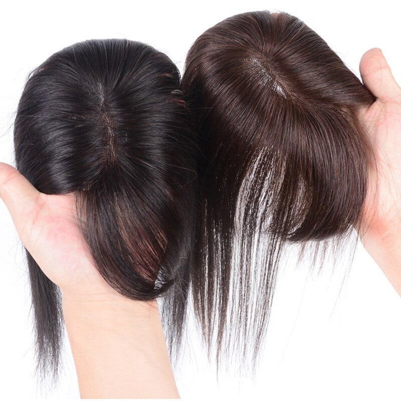 Aoosoo 2 Stijlen Lange Rechte Haar Met Zwart Bruin Haarspeld Pony Hoge Temperatuur Fiber Hair Topper Clip In Hair Extensions