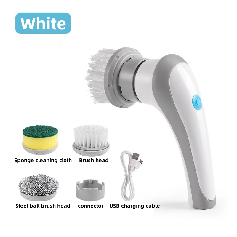 XIMEIJIE elektrische reinigingsborstel keukenreiniger huishoudelijke afwasborstel multifunctionele draadloze reinigingsborstel binnengereedschap: WHITE