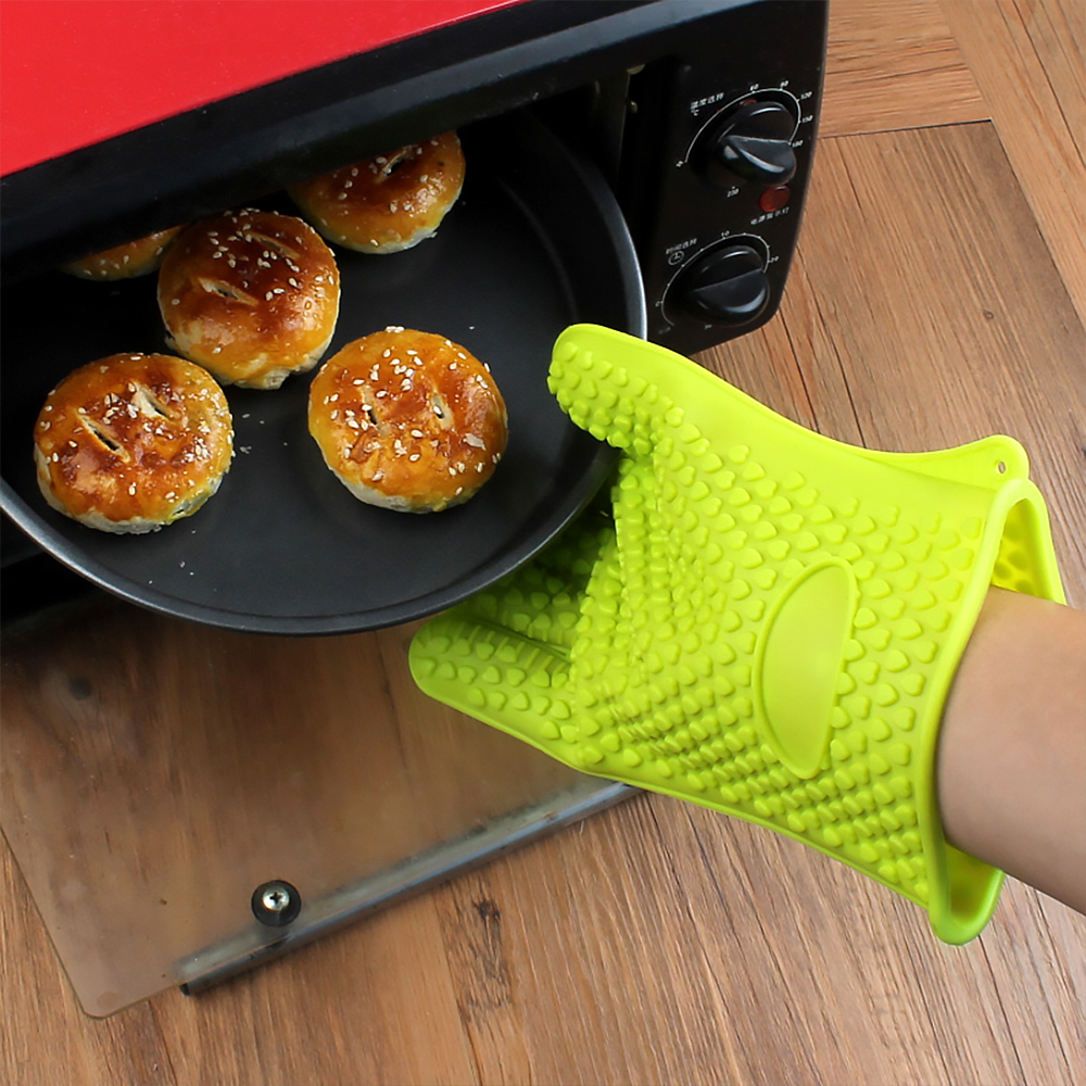 Magnetron Hittebestendige Siliconen Keuken Oven Mitt Glove Pannenlap Voor Grillen En BBQ Waterdichte Handschoenen