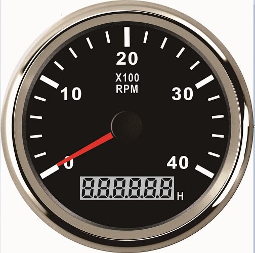 Waterproof 85mm Generator Tachometer RPM REV Counter 0-4000RPM With LED Hourmeter 12V/24V With Backlight: BS