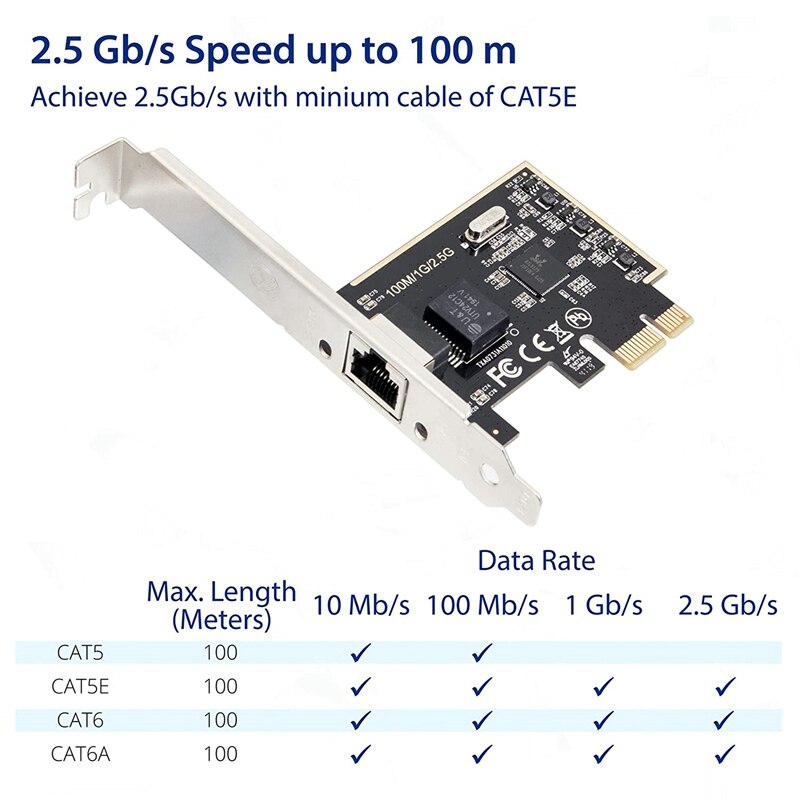 2,5 Gigabit Ethernet PCI äußern PCI-E Netzwerk Schnittstelle Karte 10/100/1000/25000 Mbps RJ45 LAN SI-PEX24059