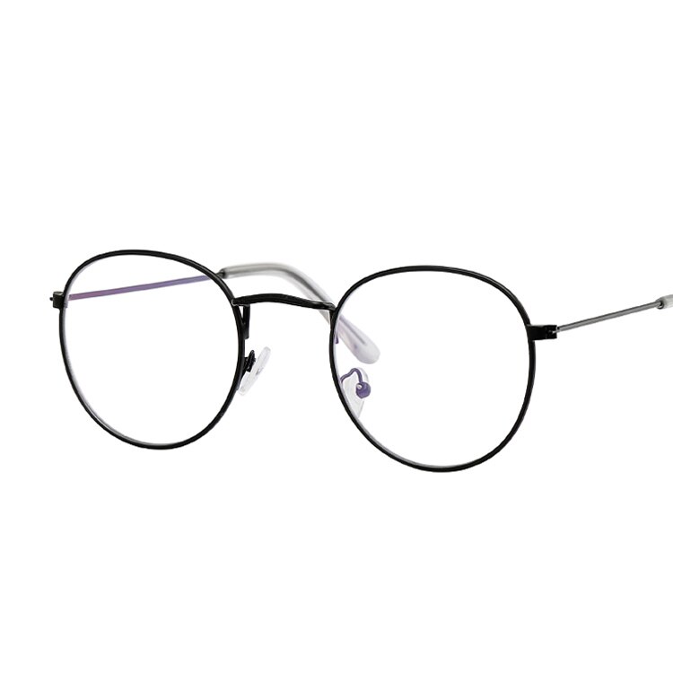 Billige små runde nørdebriller klar linse unisex guld runde metalramme ovale briller ramme optiske kvinder sort uv: Sort
