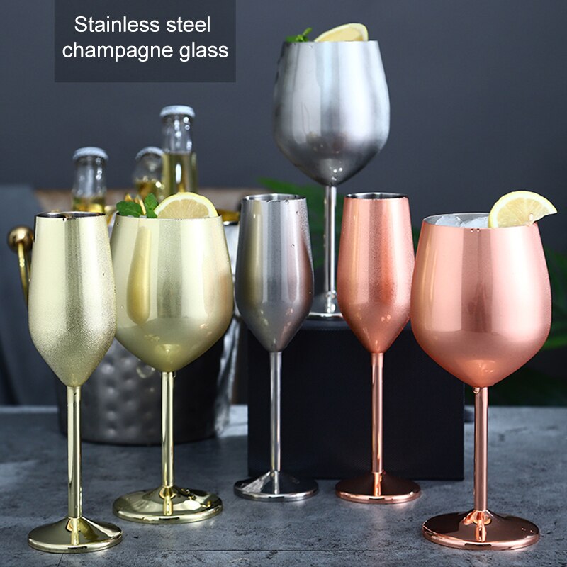 Rustfrit stål champagne kop vinglas cocktail glas metal vin glas bar restaurant bæger romantisk rødvin glas bedste pris